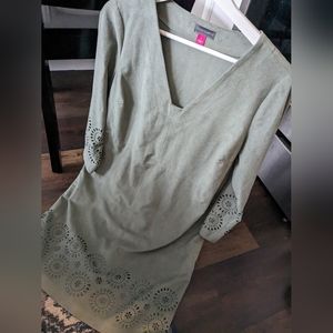 Pretty bohemian suede feel dress sage green Vince Camuto size 4